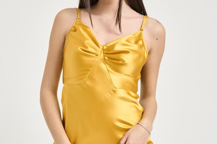 Abito donna satinato giallo ABR33 EV4 ELISABETTA FRANCHI 