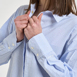 Camicia donna a righe azzurra e bianca CYS0001 AMA31 MC2 SAINT BARTH 