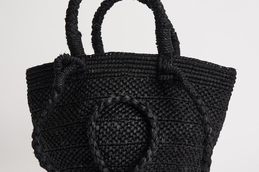 Borsa donna Arona in rafia nera ARONA BLACK IBELIV 