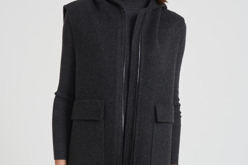 Capospalla a gilet con cappuccio in lana donna D410577 LEAK020ANTRACITE P.a.r.o.s.h. 