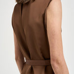 Abito donna midi satinato marrone. 5D1029 L9486611 GLANSHIRT 
