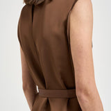 Abito donna midi satinato marrone. 5D1029 L9486611 GLANSHIRT 
