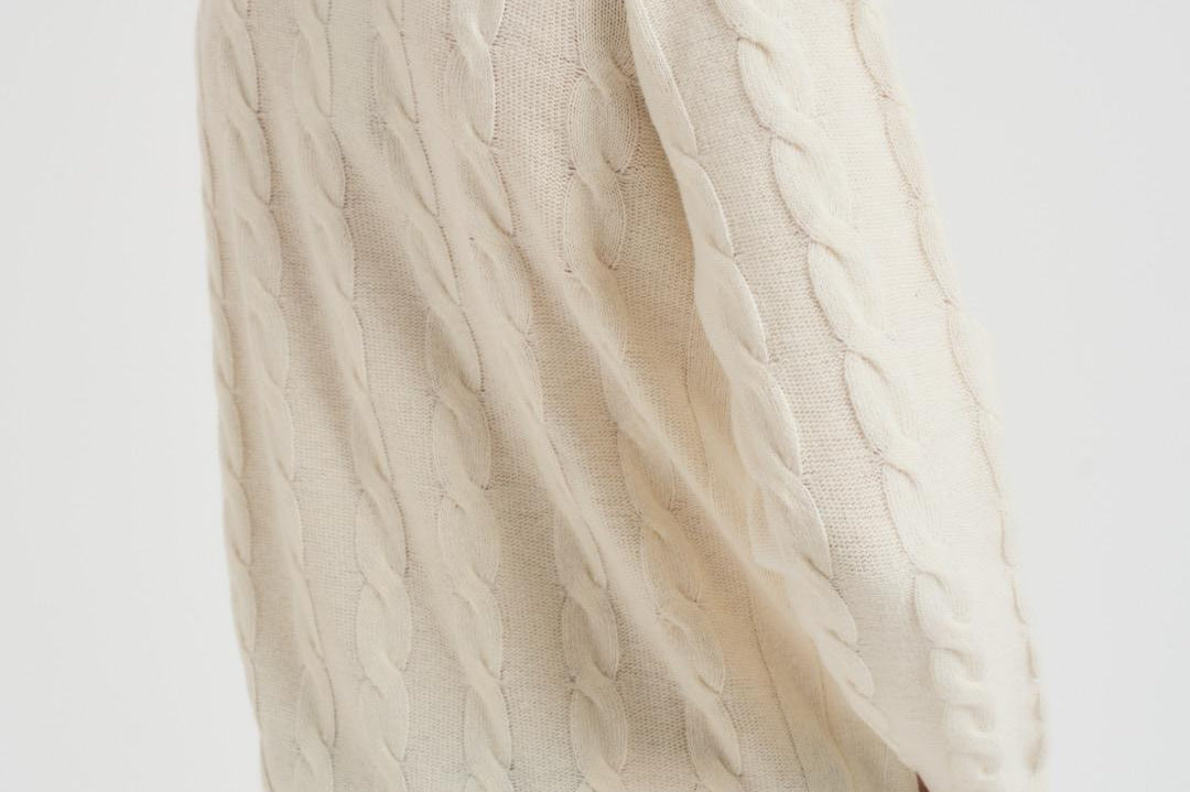 Maglia uomo girocollo a treccia panna 25FCCM010439 101 ACCADEMIE TESSILI 