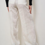 Pantalone donna a palazzo in lino bianco S5SN30 A10 SEMICOUTURE 