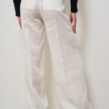 Pantalone donna a palazzo in lino bianco S5SN30 A10 SEMICOUTURE 