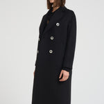 Cappotto lungo donna doppiopetto nero MYRNA DEBORA21 ACCADEMIE TESSILI 