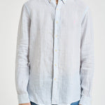 Camicia uomo in lino gessato bianca 710B15647 002 RALPH LAUREN 