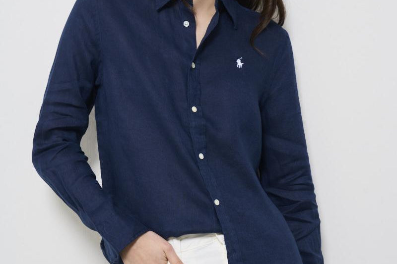 Camicia donna in lino blu 211970730 002 RALPH LAUREN 