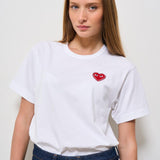 T-shirt donna girocollo bianca AXT801 WHITEXRED COMME DES GARCON PLAY 