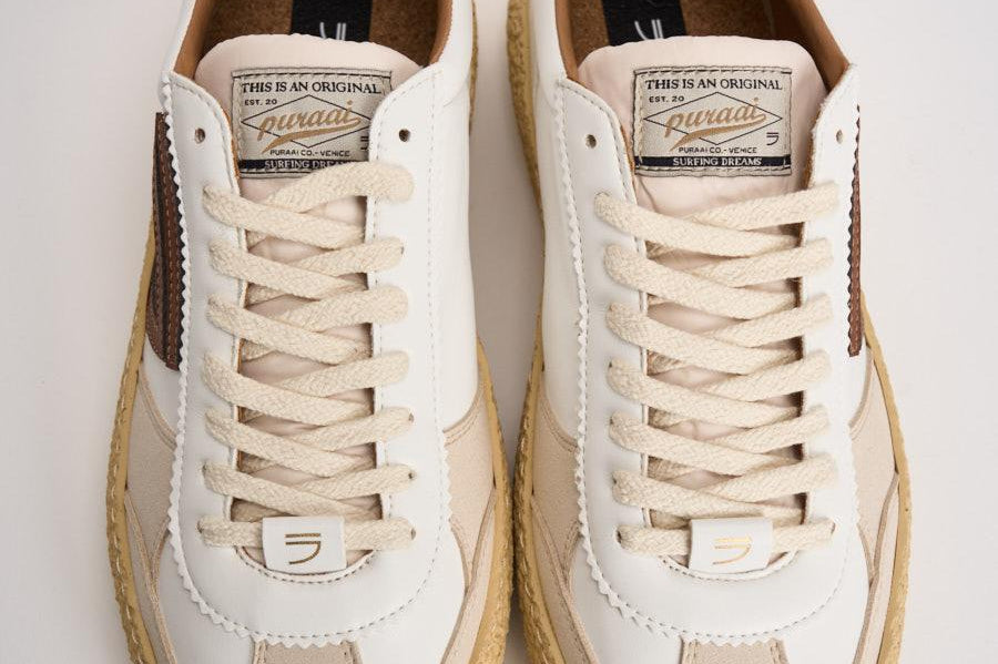 Sneakers uomo Vintage Whale bianche e marrone VINTAGE BARK PURAAI 