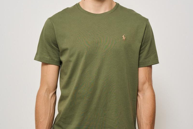 T-shirt uomo girocollo verde militare 710671438 389 RALPH LAUREN 