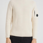 Maglione uomo girocollo a coste lunghe bianco MKN015A 00668A103 CP COMPANY 