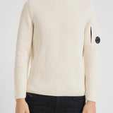 Maglione uomo girocollo a coste lunghe bianco MKN015A 00668A103 CP COMPANY 