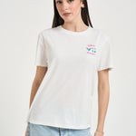 T-shirt donna girocollo bianca con ricamo EMILIE 00279L MC2 SAINT BARTH 
