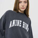 Felpa donna antracite con logo bianco 5205 WASHEDBLACK ANINE BING 