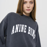 Felpa donna antracite con logo bianco 5205 WASHEDBLACK ANINE BING 