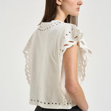 Top donna bianco con ricami TS0298FA D1N08E23EC MARANT ETOILE 