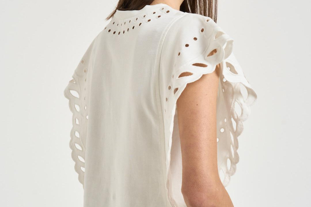 Top donna bianco con ricami TS0298FA D1N08E23EC MARANT ETOILE 