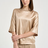 Blusa donna in raso beige A06871 2372E46E PESERICO 