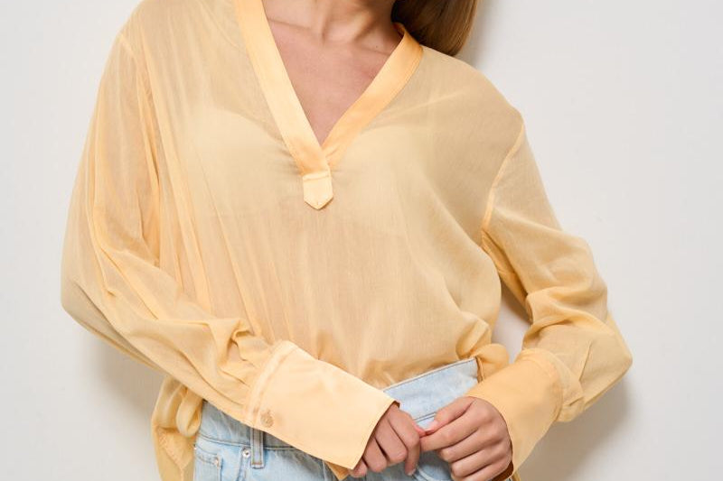 Camicia donna arancione semitrasparente 13894 SOLE FORTE FORTE 