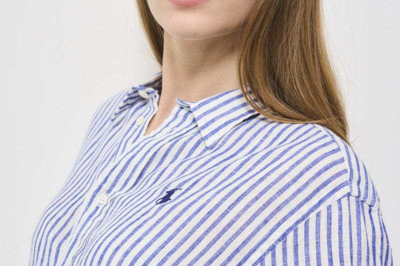 Camicia donna a righe celeste 211935130 006 RALPH LAUREN 
