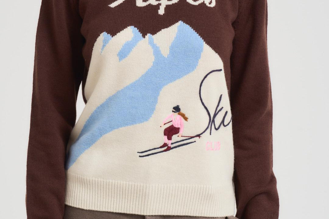 Maglia donna girocollo marrone NEWQUEEN ASKYCLUB18 MC2 SAINT BARTH 