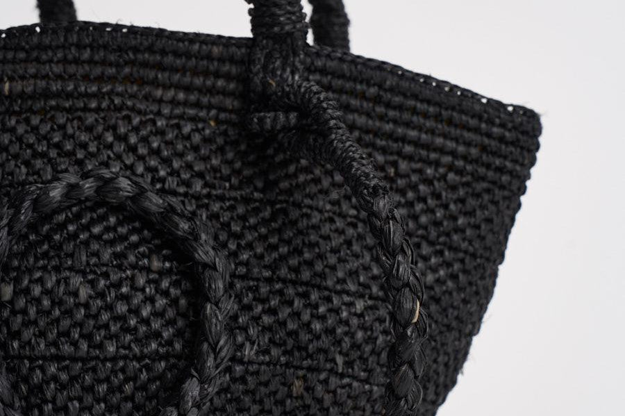 Borsa donna Arona in rafia nera ARONA BLACK IBELIV 