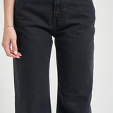 Jeans donna gamba dritta in denim nero WINNTTWILL CARBON HAIKURE 