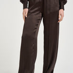 Pantalone donna satinato marrone Y6SM39 V22 SEMICOUTURE 