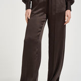 Pantalone donna satinato marrone Y6SM39 V22 SEMICOUTURE 