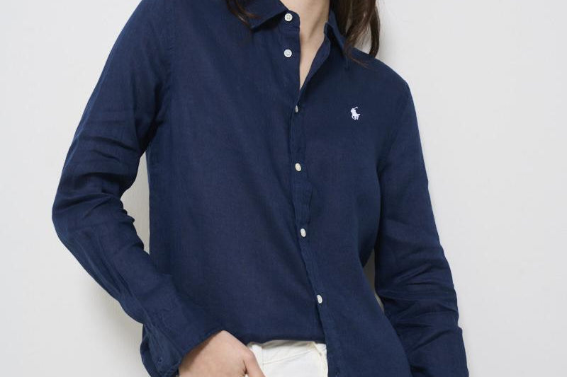 Camicia donna in lino blu 211970730 002 RALPH LAUREN 