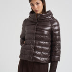 Cappa donna corta in nylon marrone scuro PI0046DIC 8800 HERNO 
