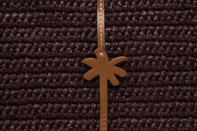Clutch donna in rafia marrone V7.4AF CHOCOLATE MANEBI' 