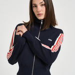 Felpa donna cropped a righe con zip blu JAPW 028B AUTRY 