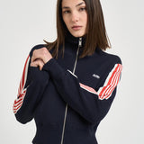 Felpa donna cropped a righe con zip blu JAPW 028B AUTRY 