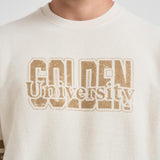 Felpa uomo girocollo panna e oro GMP01223 P00213511616 GOLDEN GOOSE 
