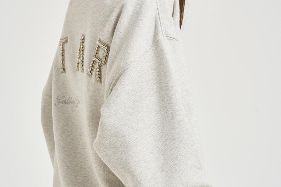 Felpa donna grigia con ricamo e cristalli GUP02716 P00241360665 GOLDEN GOOSE 