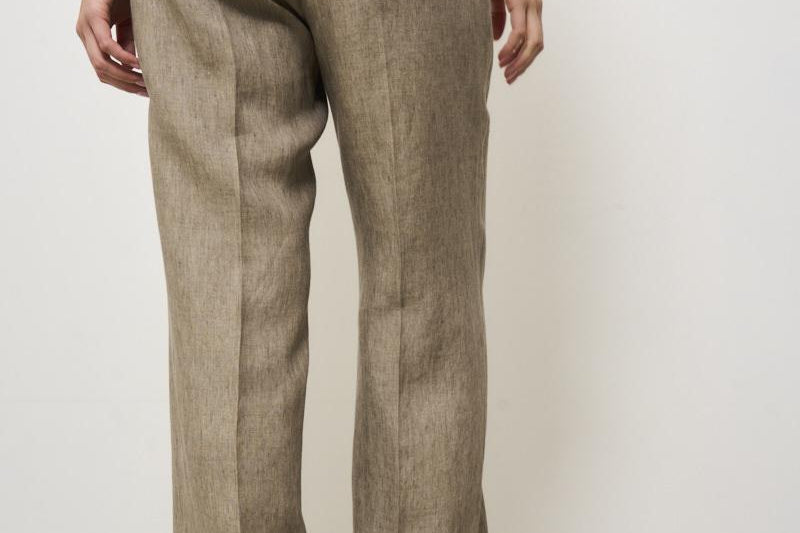 Pantalone donna tortora con pinces SIMONA LM104BROWN BERWICH 
