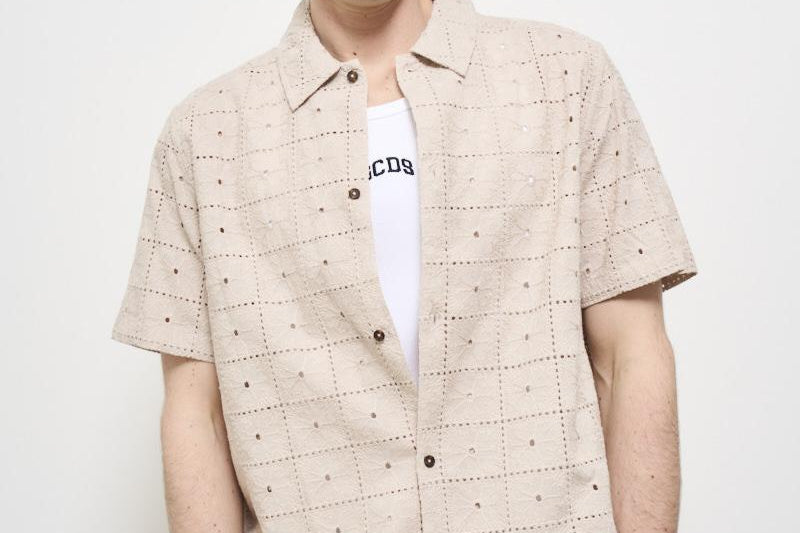 Camicia uomo traforata rosa LDM401099 815815LIGHTSAND LES DEUX 