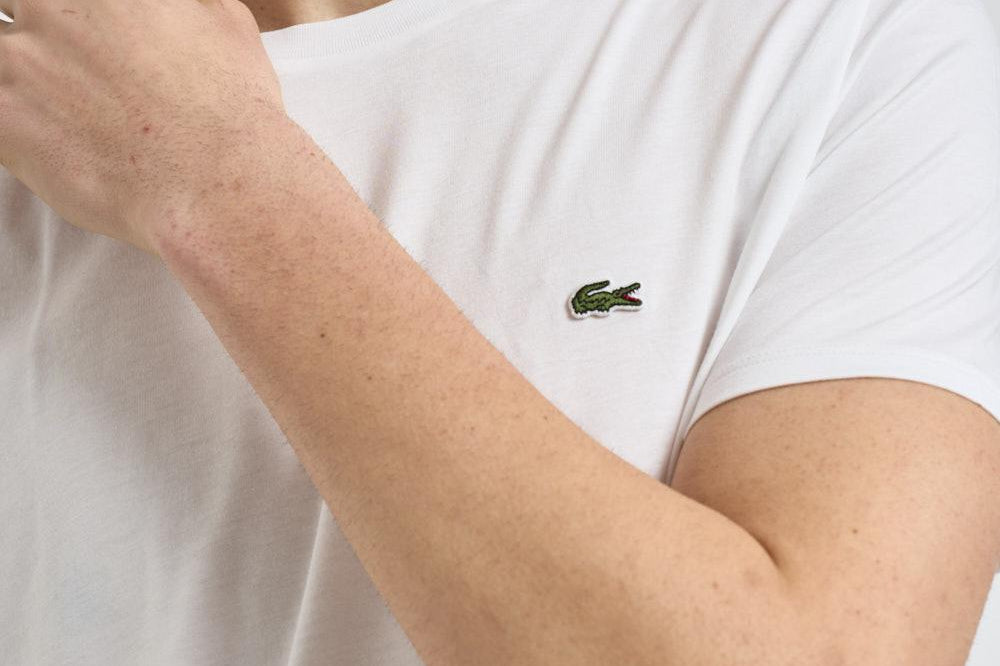 T-shirt uomo girocollo bianca con logo TH6709 001 LACOSTE 