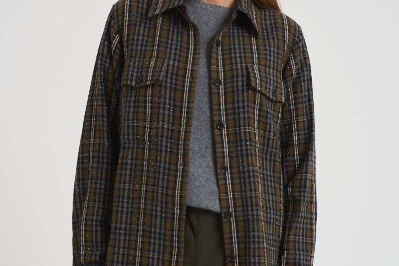 Camicia donna Core tartan marrone D380634 CORE807OLIVA P.a.r.o.s.h. 