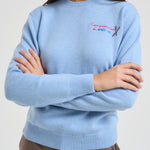 Maglia donna girocollo con ricamo celeste NEWQUEEN CAMP31 MC2 SAINT BARTH 