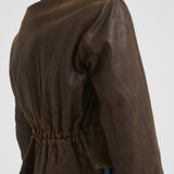 Giubbotto donna in pelle marrone GWP02376 P00216590108 GOLDEN GOOSE 