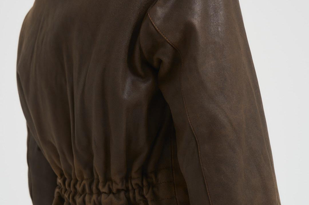 Giubbotto donna in pelle marrone GWP02376 P00216590108 GOLDEN GOOSE 