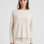 Maglione donna girocollo in cashmere panna AMELIE 755BLACN KUJTEN 