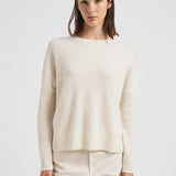 Maglione donna girocollo in cashmere panna AMELIE 755BLACN KUJTEN 