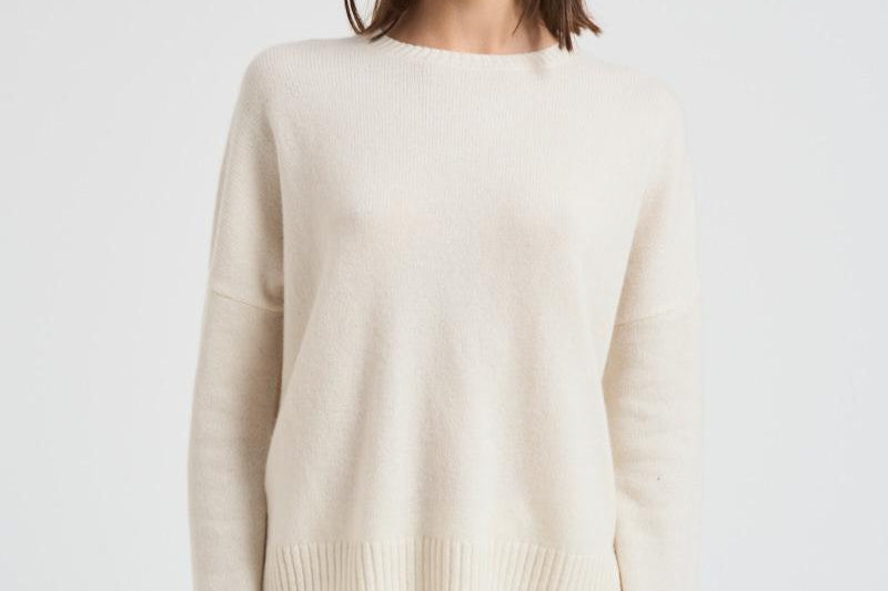Maglione donna girocollo in cashmere panna AMELIE 755BLACN KUJTEN 