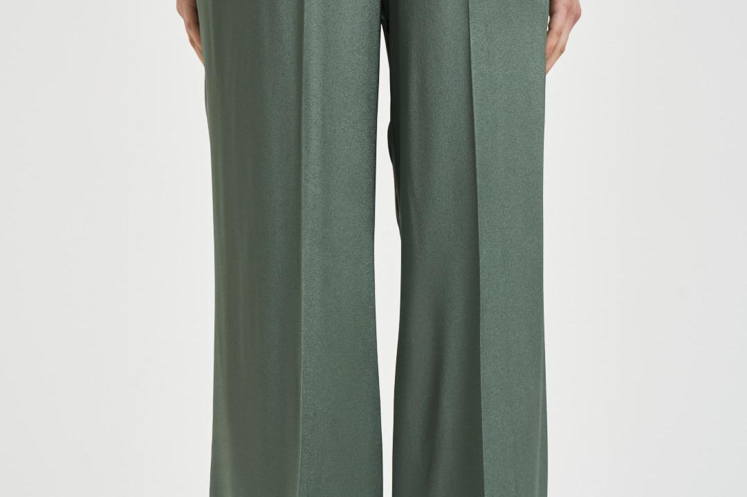 Pantalone donna satinato verde salvia Y6SM37 S29 SEMICOUTURE 