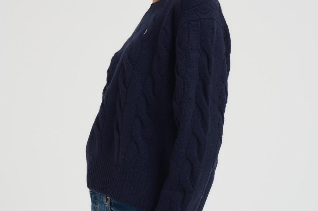 Maglia donna girocollo a treccia blu 211A91216 003 RALPH LAUREN 