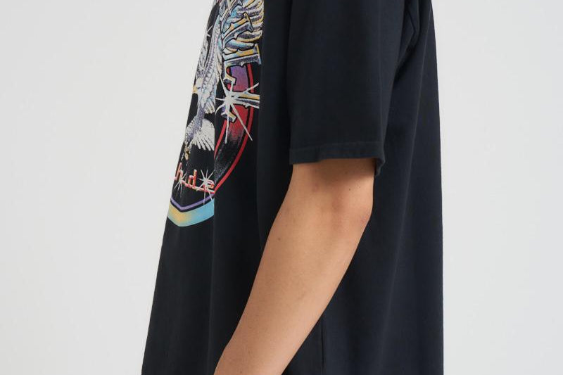 T-shirt uomo girocollo grigia con stampa TT13012 VINTAGEBLACK0027 RHUDE 